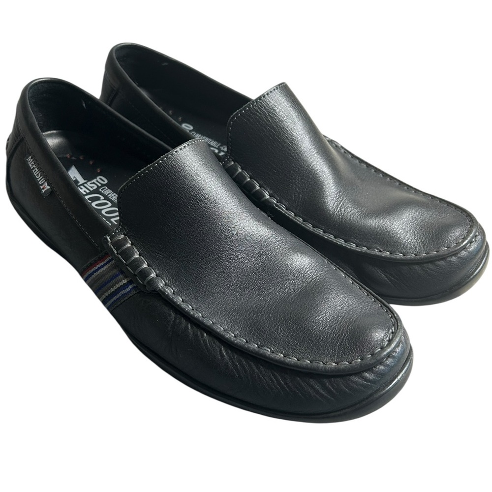 Mephisto Men’s Cool-Air Leather‎ Slip-On Loafers Black Moc Toe Comfort Shoes 9.5
